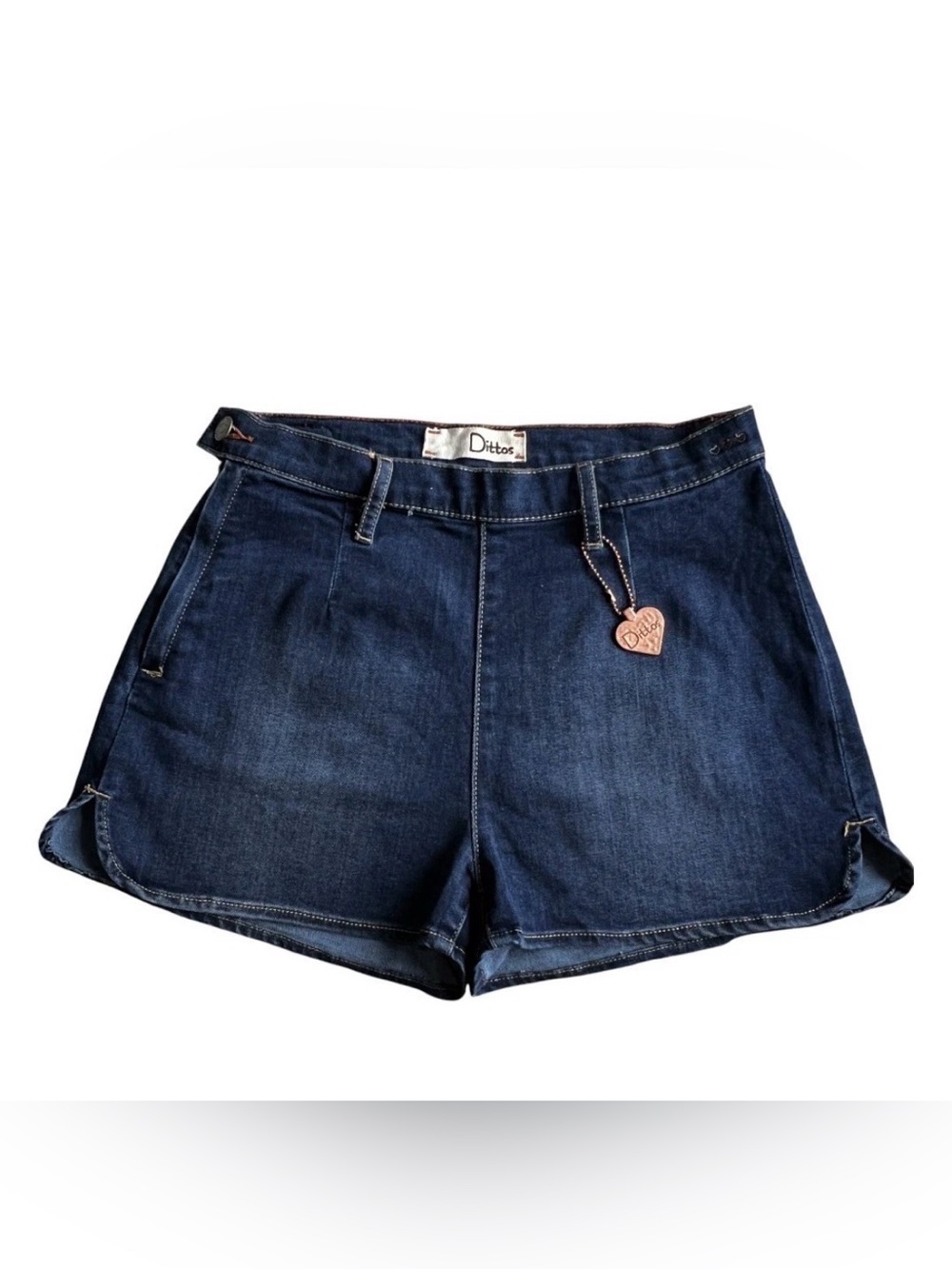 Dittos Women's Deep Indigo Denim Shorts with Heart Charm